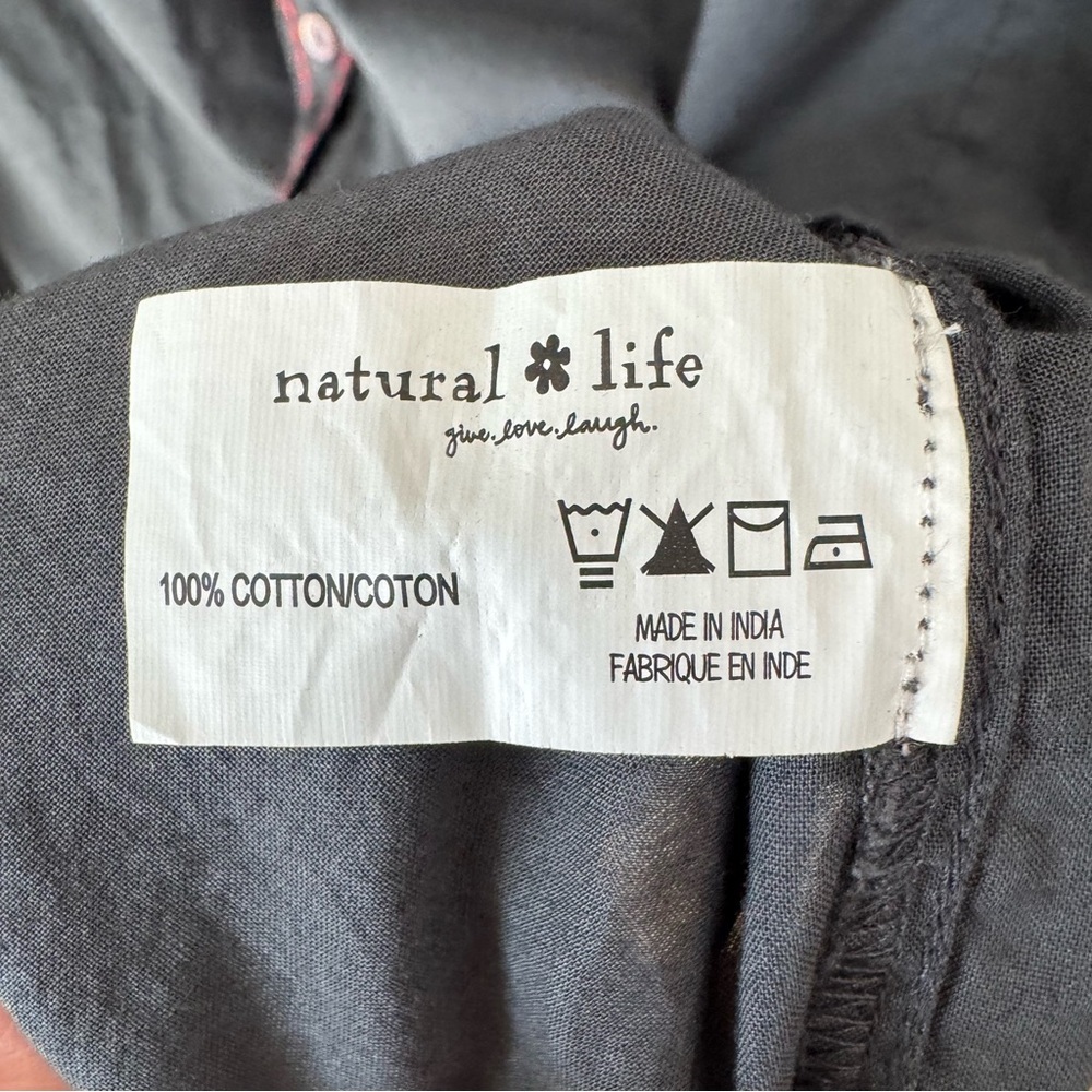 NWT NATURAL LIFE Cotton Button Front Shirt Dress With Embroidered Star Patches M - Picture 12 of 15